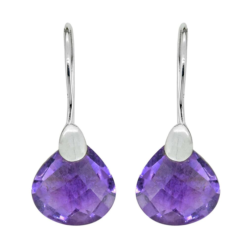 Purple Amethyst Teardrop Earrings | 925 Sterling Silver Natural Gemstone